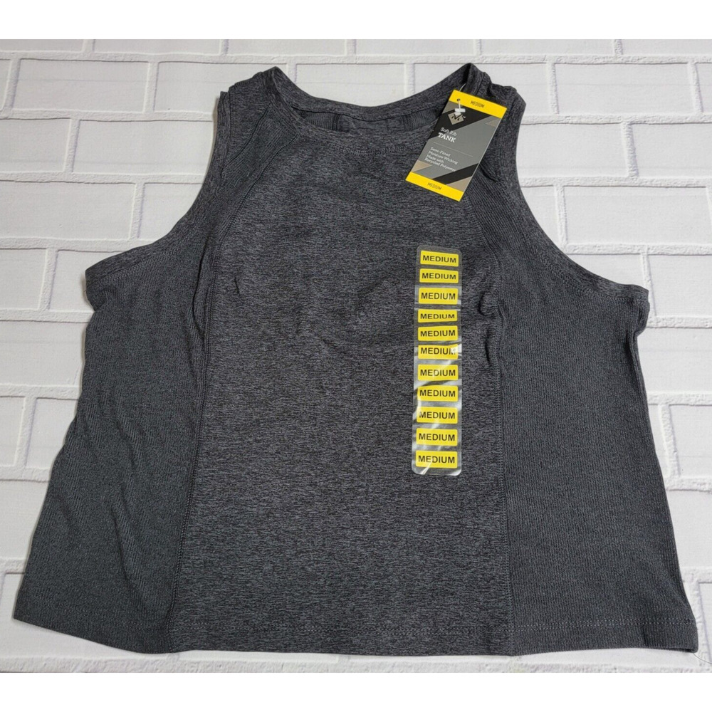 Member's Mark Soft Ribbed Cropped Tank Top Women's Size Med Dark Gray Heather